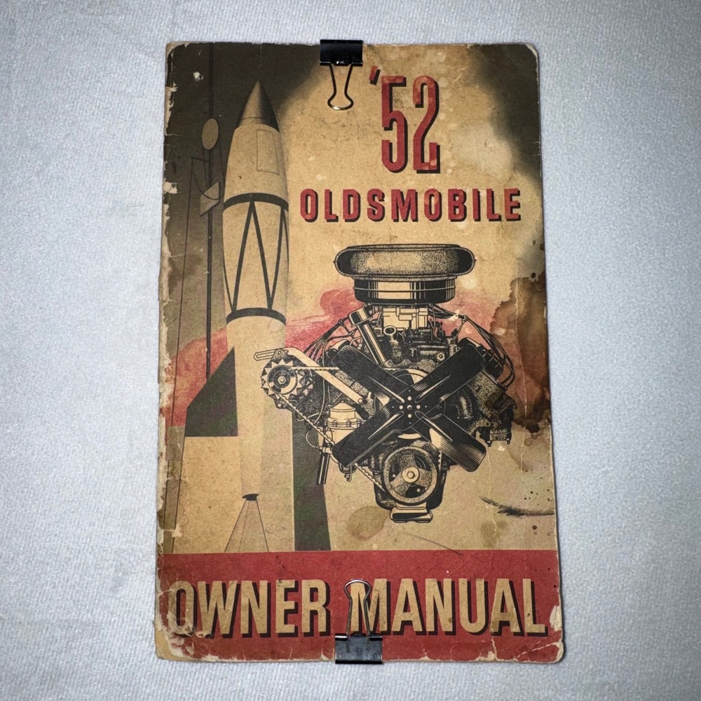 1952 Oldsmobile Car Owner Manual Vintage Auto Guide Rocket‎ Engine Illustration